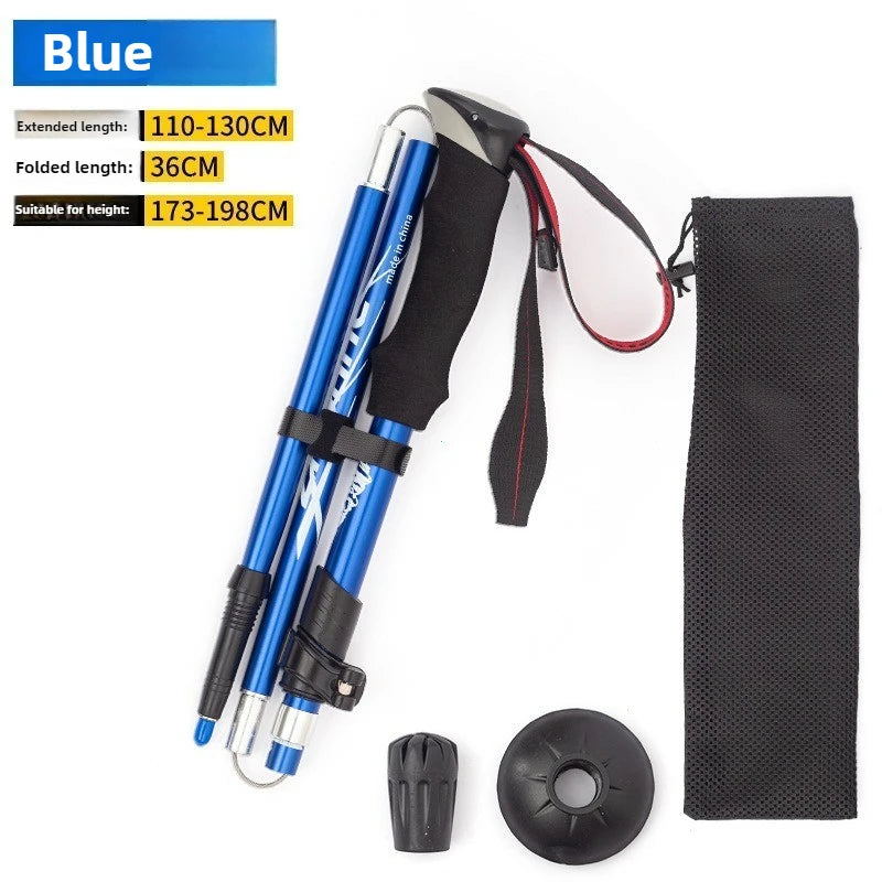 Adjustable Aluminum Alloy Hiking Walking Sticks for Camping Mountaineering 1 trekking pole Ultralight Folding trekking pole