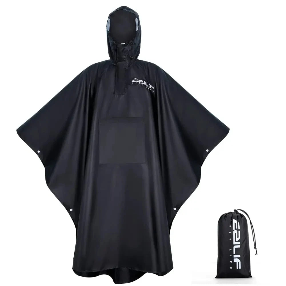 Waterproof Rain Poncho Lightweight Hooded Rain Coat Picnic Mat Blanket Sun Shelter for Outdoor Camping Hiking Cycling Climbing