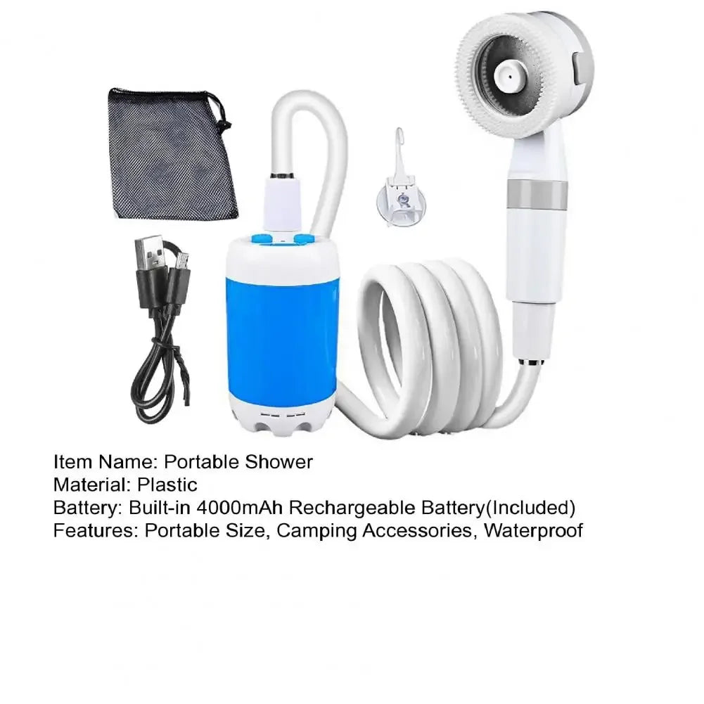 Outdoor Shower Gadget Portable Camping Shower Pump USB Rechargeable Camp Hiking Car Washing RV Traveling Electric Shower Head S