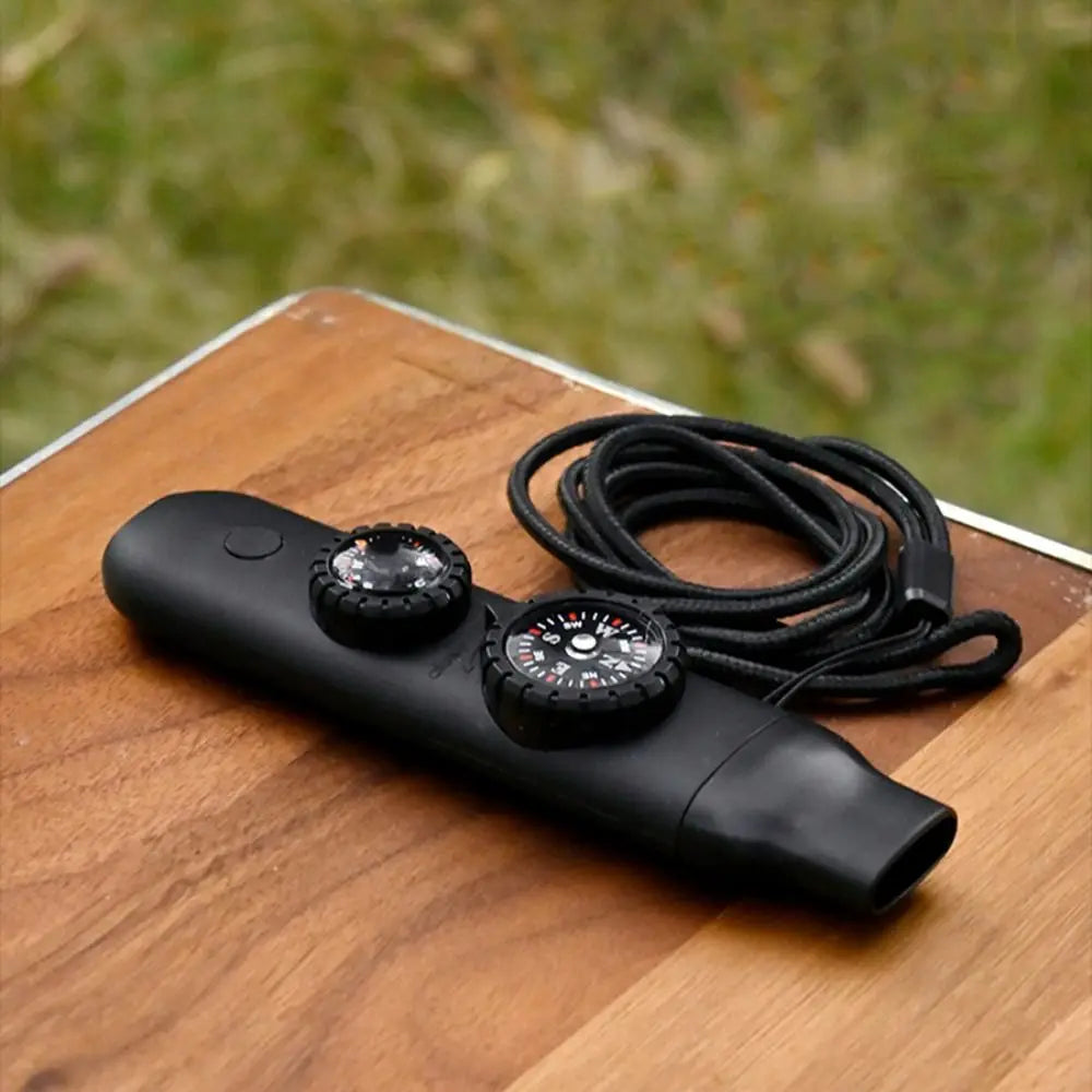7-in-1 Emergency Survival Whistle Compass Multifunction Outdoor Survival Whistle High Decibel Portable 7-in-1 Emergency Whistle