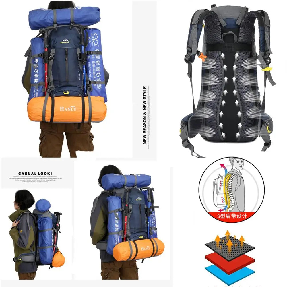 50L Waterproof Zipper Hiking Backpack for Men for Outdoor Sports Day Travel Climbing Camping Tours Spring
