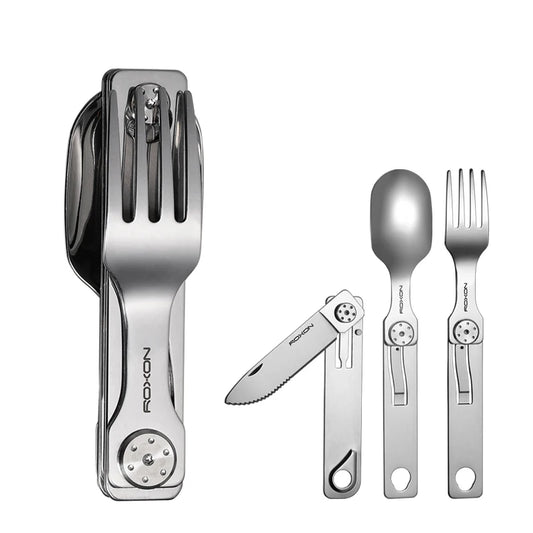 ROXON 3 IN 1 Camping Cutlery Set Knife Fork Spoon Stainless Steel Portable and Detachable