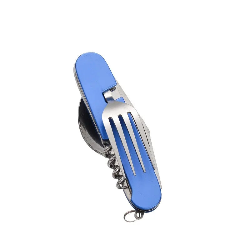 6 in 1 Camping Cutlery Set Tourist Spoon Camping Fork Spoon Stainless Steel Folding Pocket Kits Outdoor cutlery Set DCS001