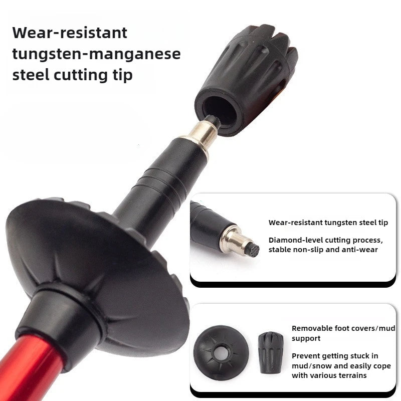 Adjustable Aluminum Alloy Hiking Walking Sticks for Camping Mountaineering 1 trekking pole Ultralight Folding trekking pole
