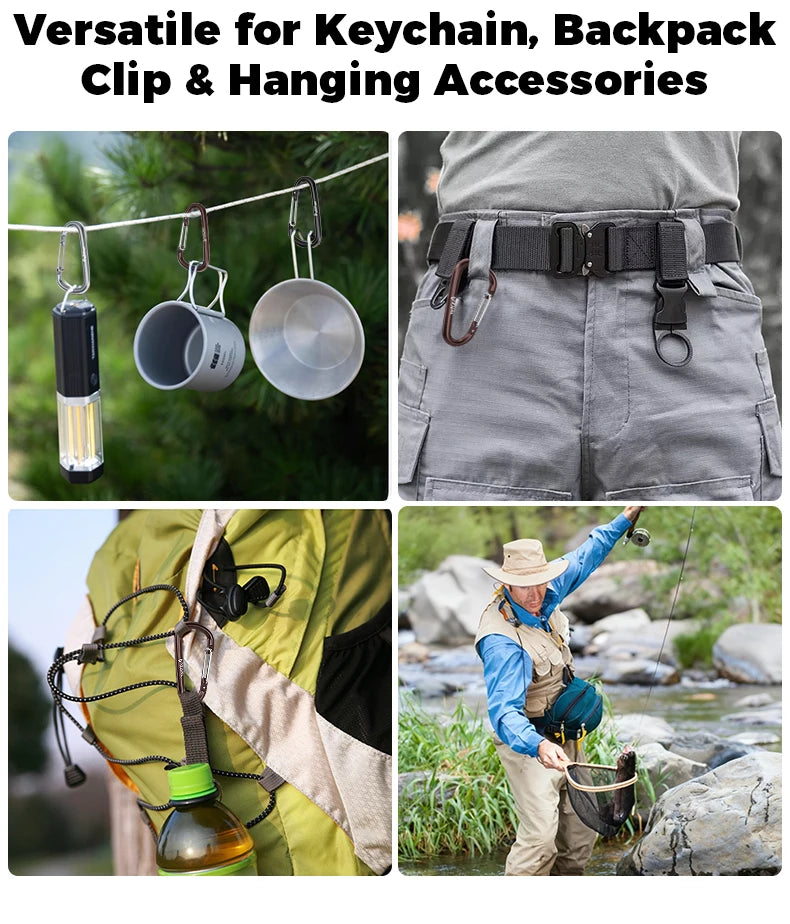 carabiner keychain camping equipments gear accessories tactical accessory edc tool outdoor survival equipment fishing gadgets