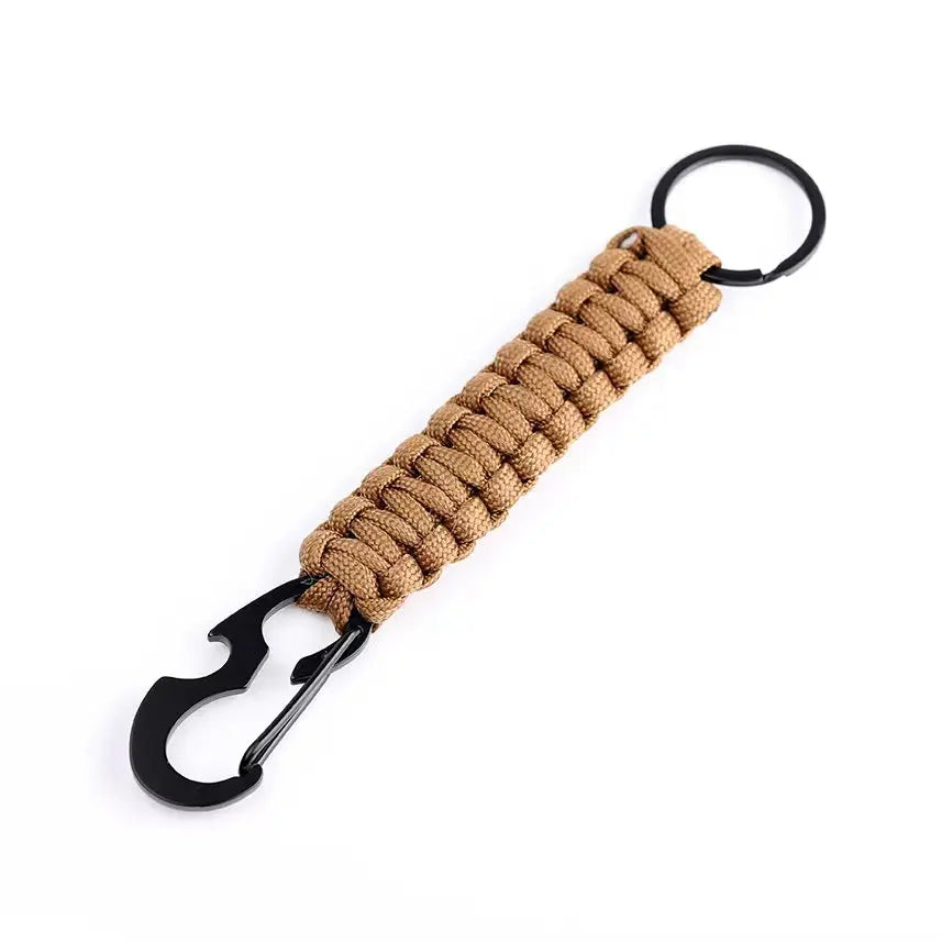Paracord Keychain Military Braided Core Rope Carabiner Bottle Opener Outdoor Emergency Knot Survival Tools for Camping Hiking