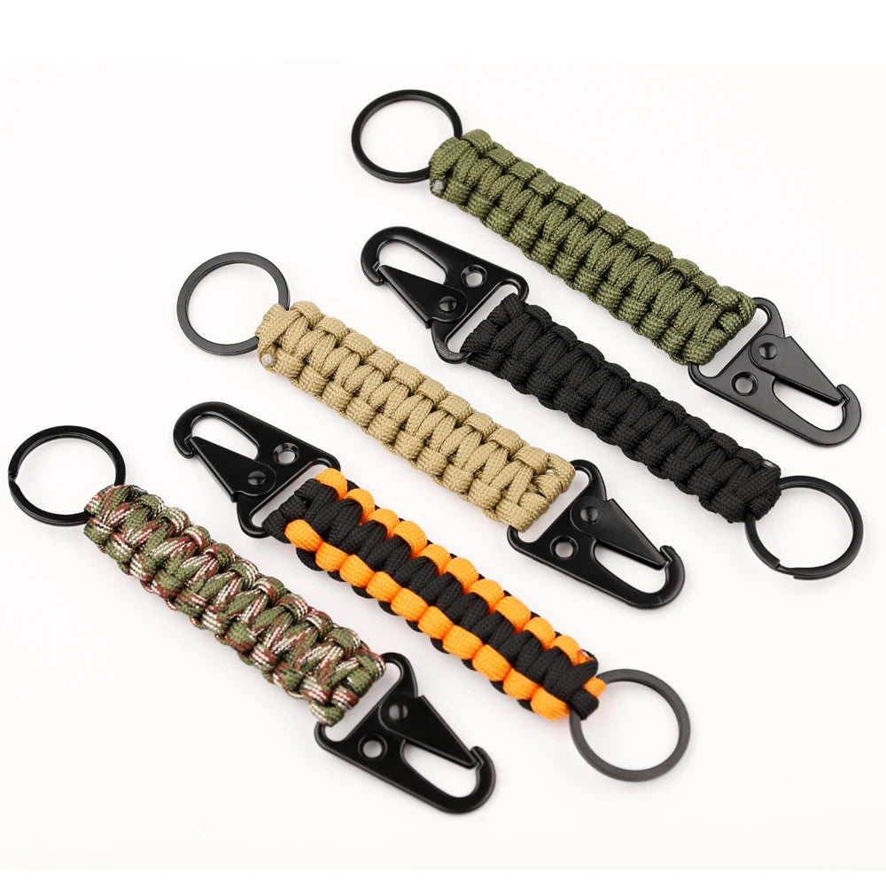 Paracord Keychain Military Braided Core Rope Carabiner Bottle Opener Outdoor Emergency Knot Survival Tools for Camping Hiking