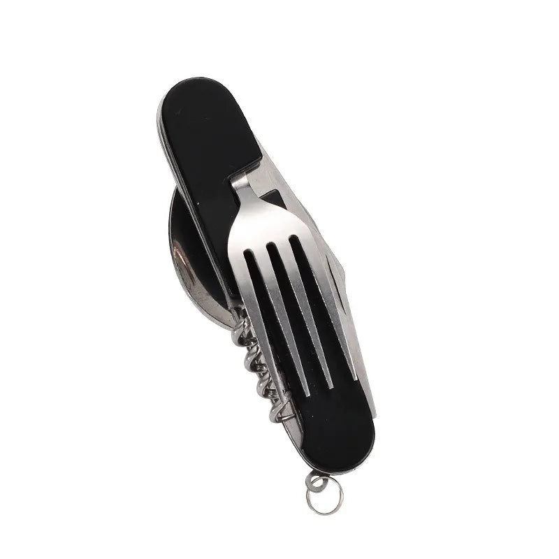 6 in 1 Camping Cutlery Set Tourist Spoon Camping Fork Spoon Stainless Steel Folding Pocket Kits Outdoor cutlery Set DCS001