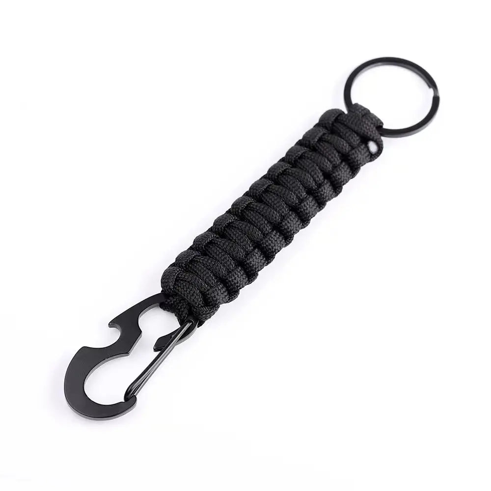Paracord Keychain Military Braided Core Rope Carabiner Bottle Opener Outdoor Emergency Knot Survival Tools for Camping Hiking