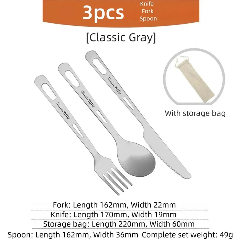 Titanium Tableware Set Camping fork spoon Chopsticks Cutlery Set Outdoor Cutlery Portable Knife and Fork Set DCS002