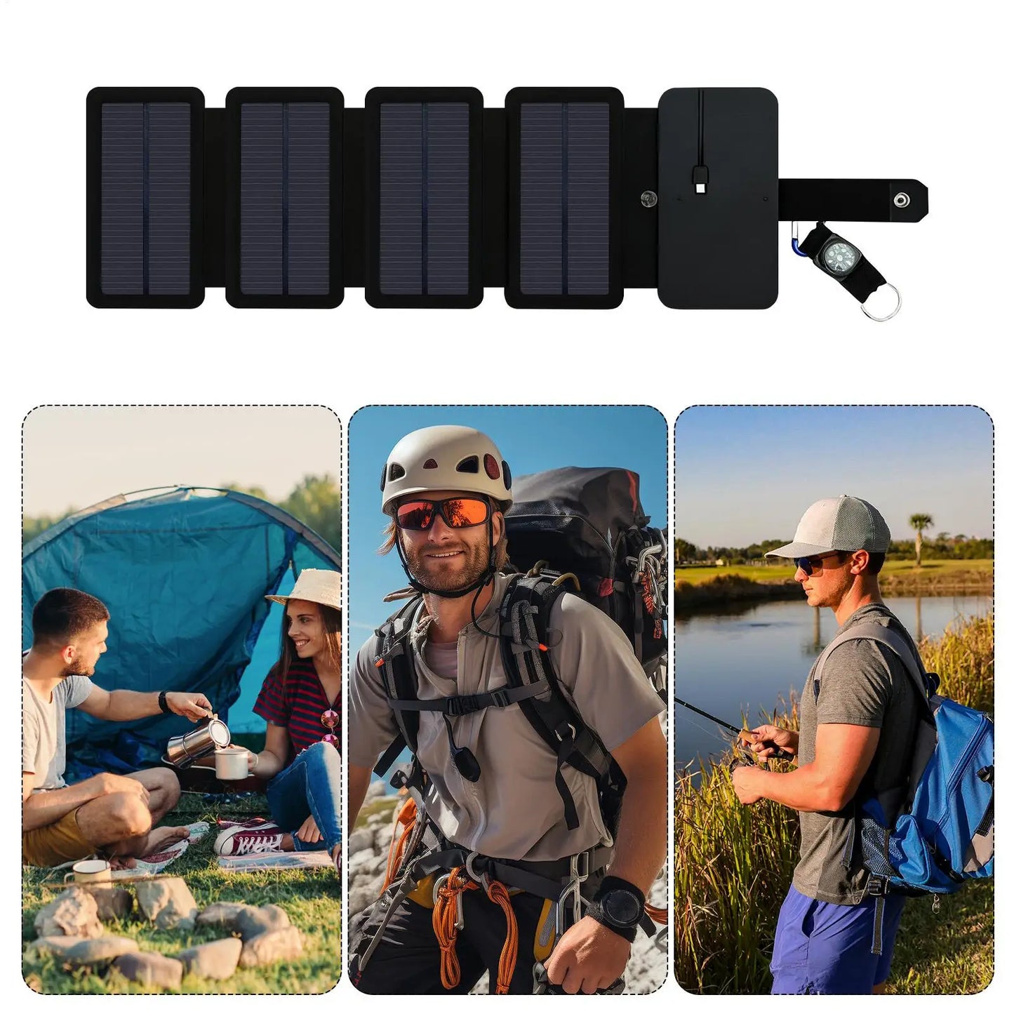 Solar Charger Portable Waterproof Cellphone Charging Device Folding USB Device Charger for Home Outdoor Car RV Hiking Explorer