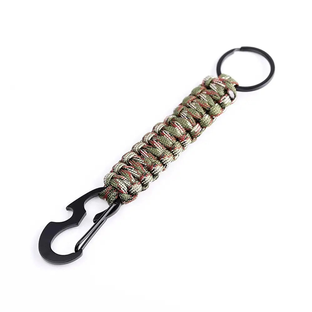 Paracord Keychain Military Braided Core Rope Carabiner Bottle Opener Outdoor Emergency Knot Survival Tools for Camping Hiking