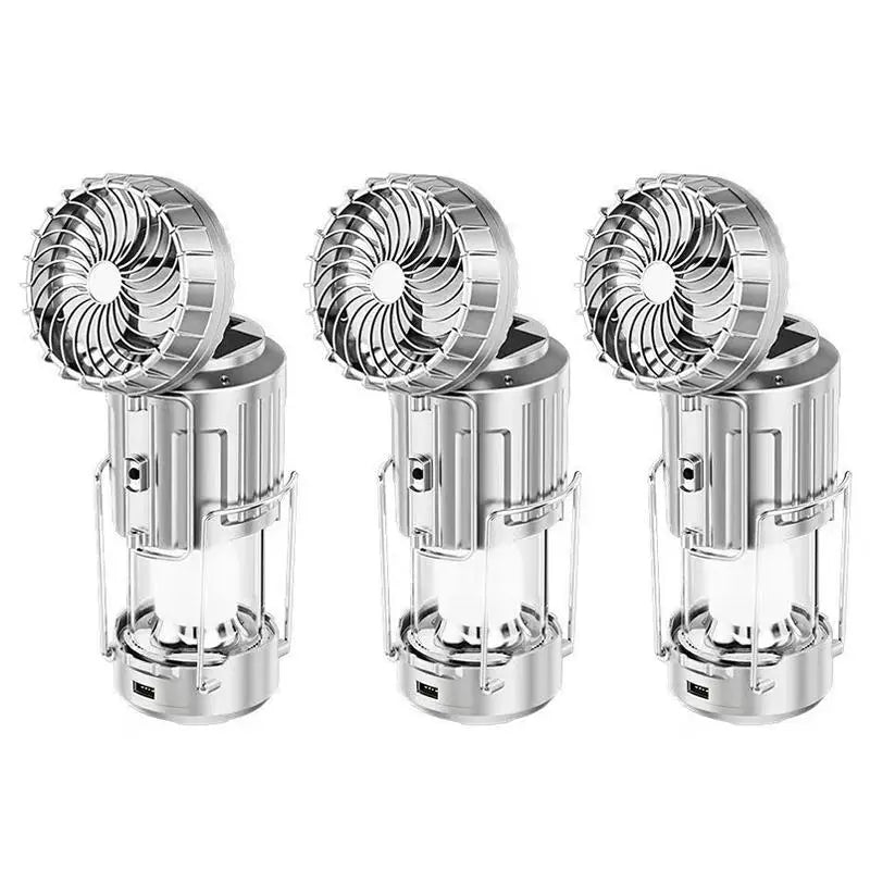 3-in-1 Solar Charging Camping Light, Flashlight with Built-in Fan, Multifunctional Outdoor Lighting Lamp