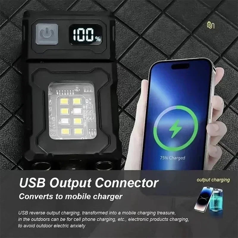 Tactical Edc Flashlight Light Portable Multifunctional Torch USB Rechargeable Outdoor Camping Emergency Light Fishing Lanter