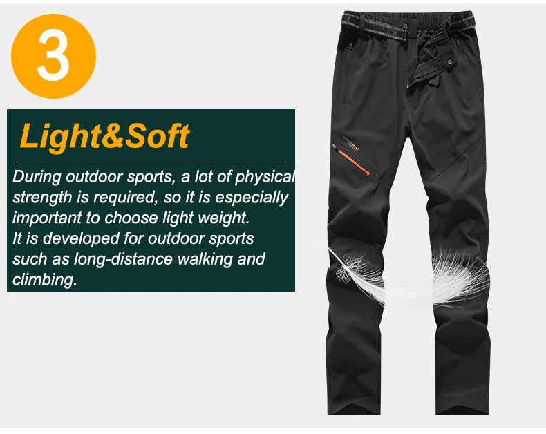 CHRLCK Men Women Waterproof Camping Hiking Pants Summer Quick Dry Trekking Climbing Fishing Sport Outdoor Trousers Women Breathable