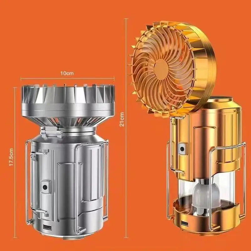 3-in-1 Solar Charging Camping Light, Flashlight with Built-in Fan, Multifunctional Outdoor Lighting Lamp