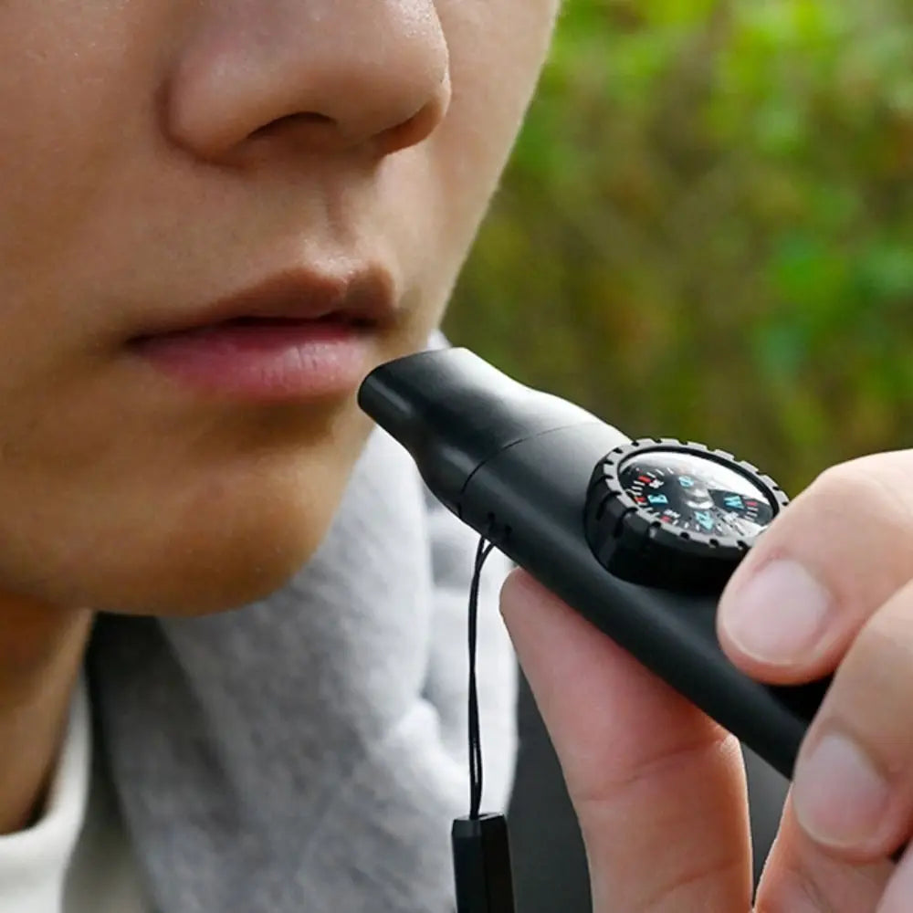 7-in-1 Emergency Survival Whistle Compass Multifunction Outdoor Survival Whistle High Decibel Portable 7-in-1 Emergency Whistle