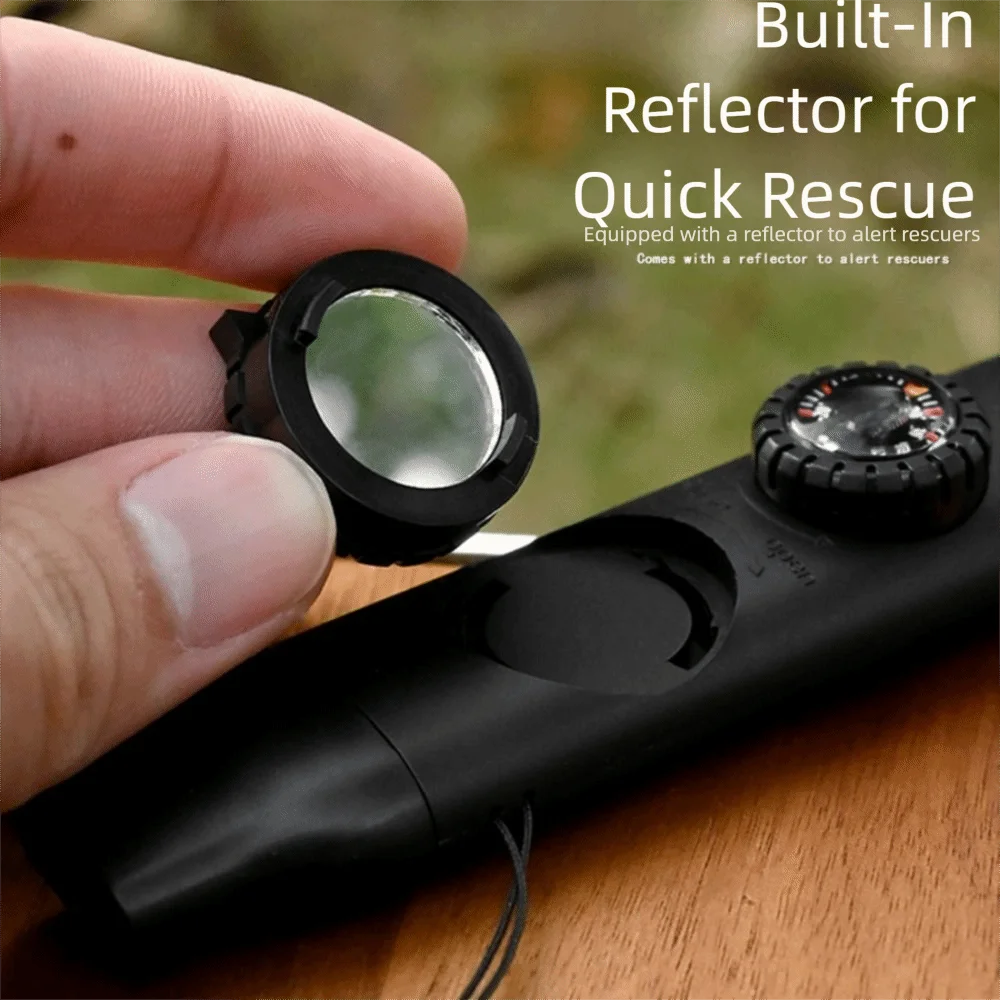 7-in-1 Emergency Survival Whistle Compass Multifunction Outdoor Survival Whistle High Decibel Portable 7-in-1 Emergency Whistle