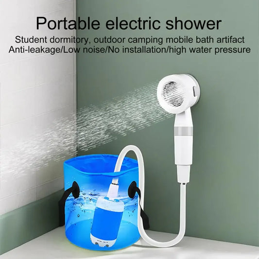 Outdoor Shower Gadget Portable Camping Shower Pump USB Rechargeable  Camp Hiking Car Washing RV Traveling Electric Shower Head S