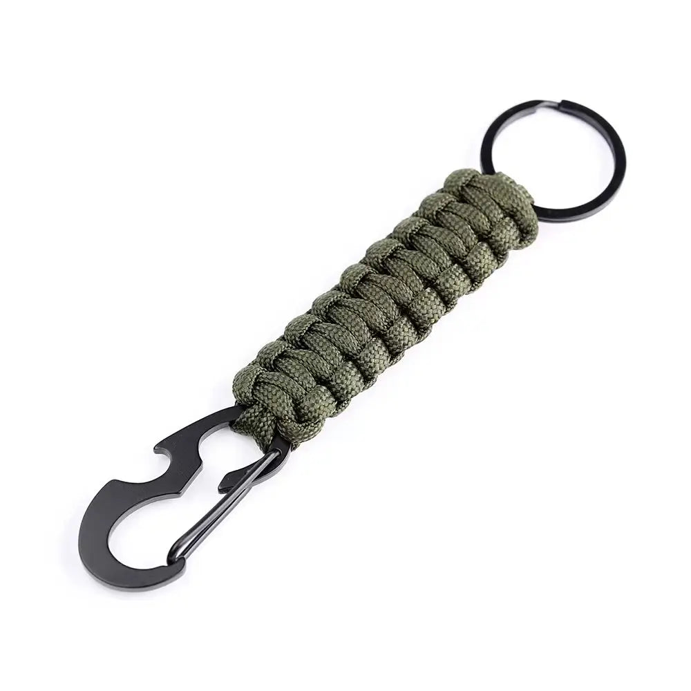 Paracord Keychain Military Braided Core Rope Carabiner Bottle Opener Outdoor Emergency Knot Survival Tools for Camping Hiking