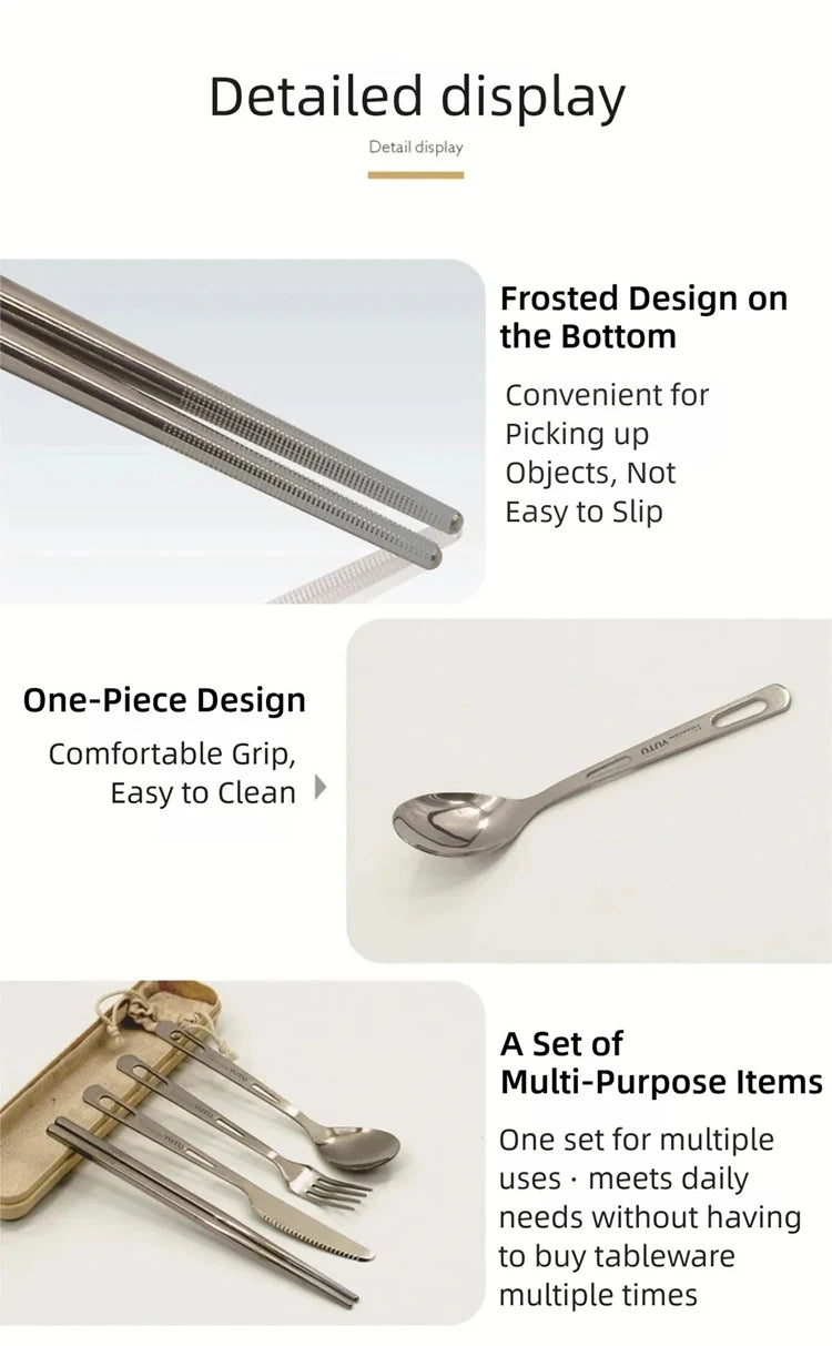 Titanium Tableware Set Camping fork spoon Chopsticks Cutlery Set Outdoor Cutlery Portable Knife and Fork Set DCS002