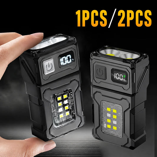 Tactical Edc Flashlight Light Portable Multifunctional Torch USB Rechargeable Outdoor Camping Emergency Light Fishing Lanter