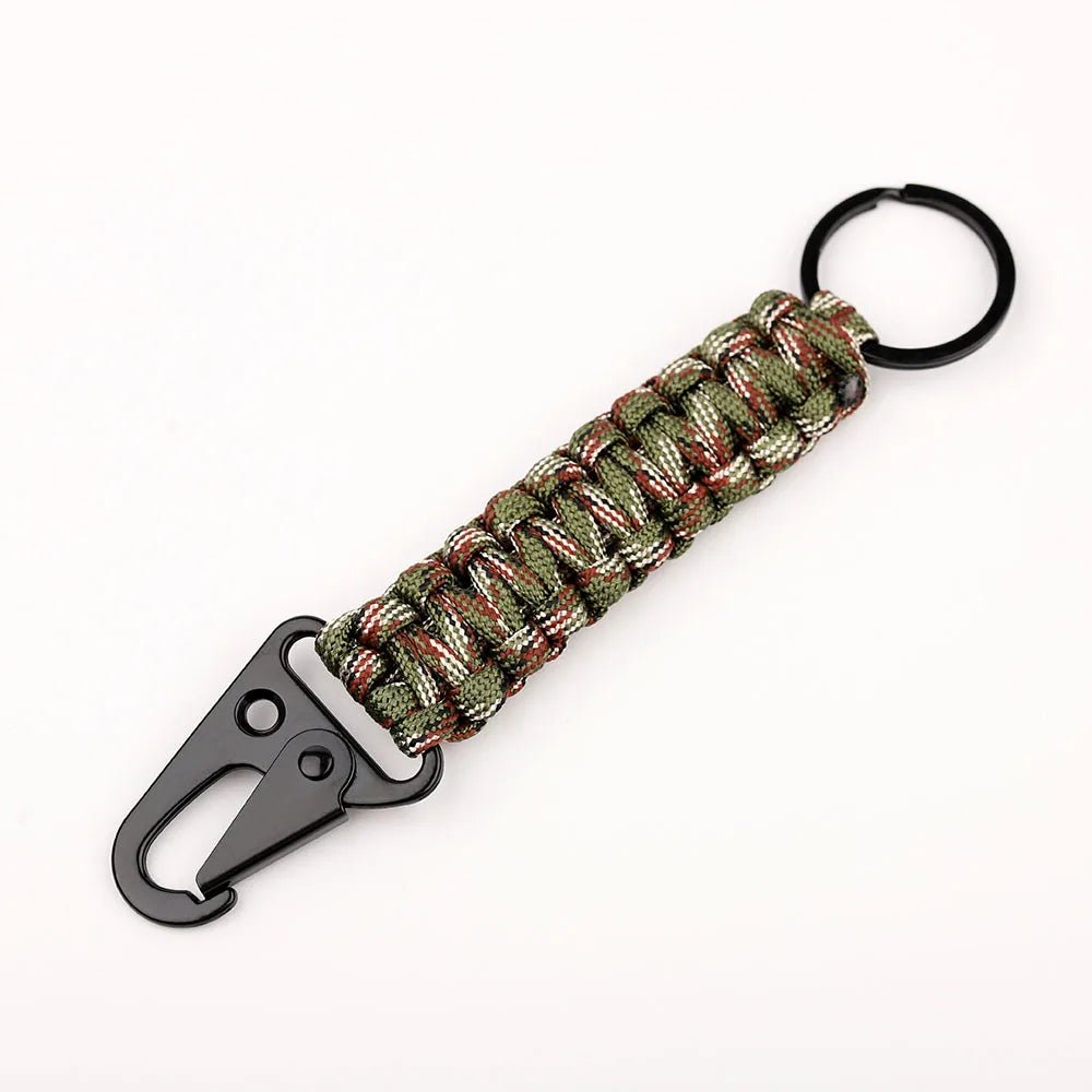 Paracord Keychain Military Braided Core Rope Carabiner Bottle Opener Outdoor Emergency Knot Survival Tools for Camping Hiking
