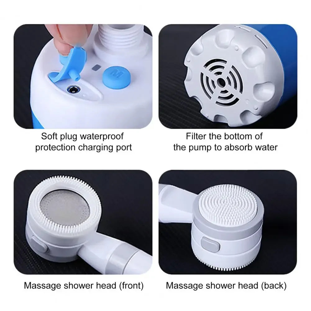 Outdoor Shower Gadget Portable Camping Shower Pump USB Rechargeable  Camp Hiking Car Washing RV Traveling Electric Shower Head S