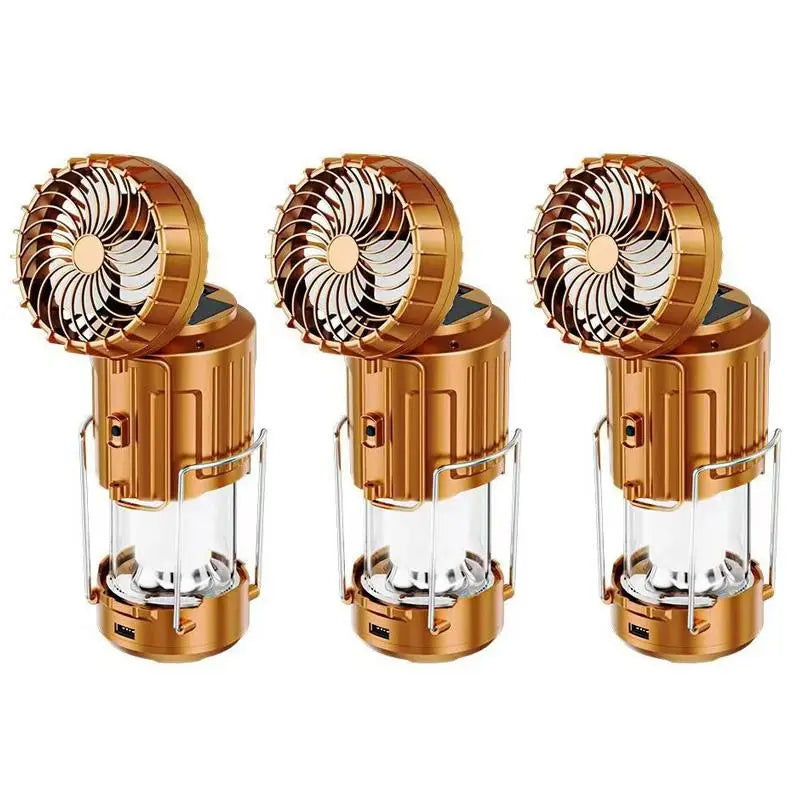 3-in-1 Solar Charging Camping Light, Flashlight with Built-in Fan, Multifunctional Outdoor Lighting Lamp