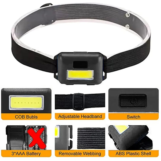 Camping Led Mini Headlights Portable Cob Headlamps Waterproof Head Front Light With 3 Switch Modes Led Lights Head Light