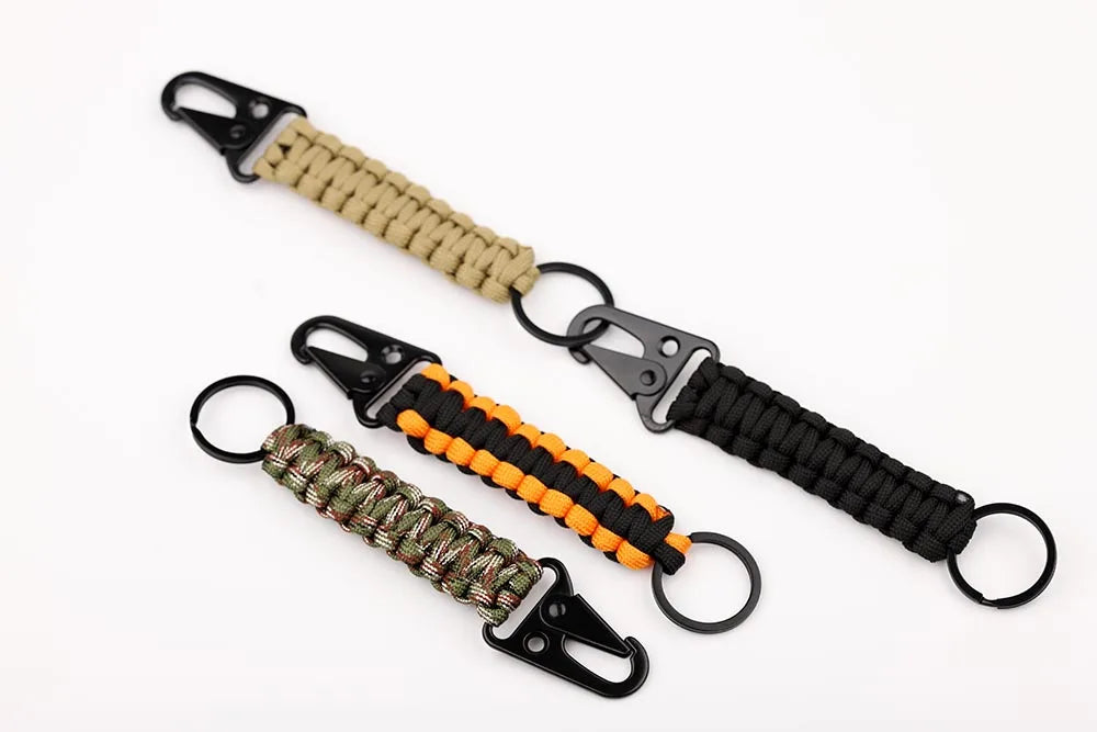 Paracord Keychain Military Braided Core Rope Carabiner Bottle Opener Outdoor Emergency Knot Survival Tools for Camping Hiking