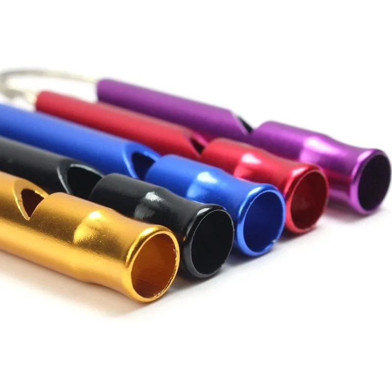 1pc Camping Hiking Survival Whistle, Small Aluminum Emergency Train Whistle with Keychain, Outdoor EDC Tool