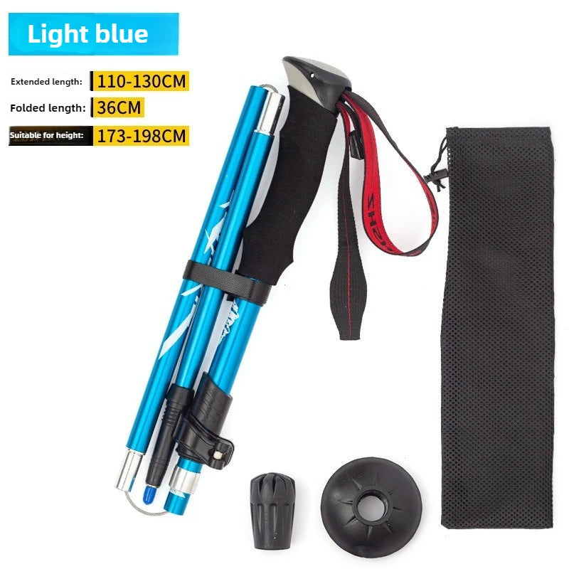 Adjustable Aluminum Alloy Hiking Walking Sticks for Camping Mountaineering 1 trekking pole Ultralight Folding trekking pole