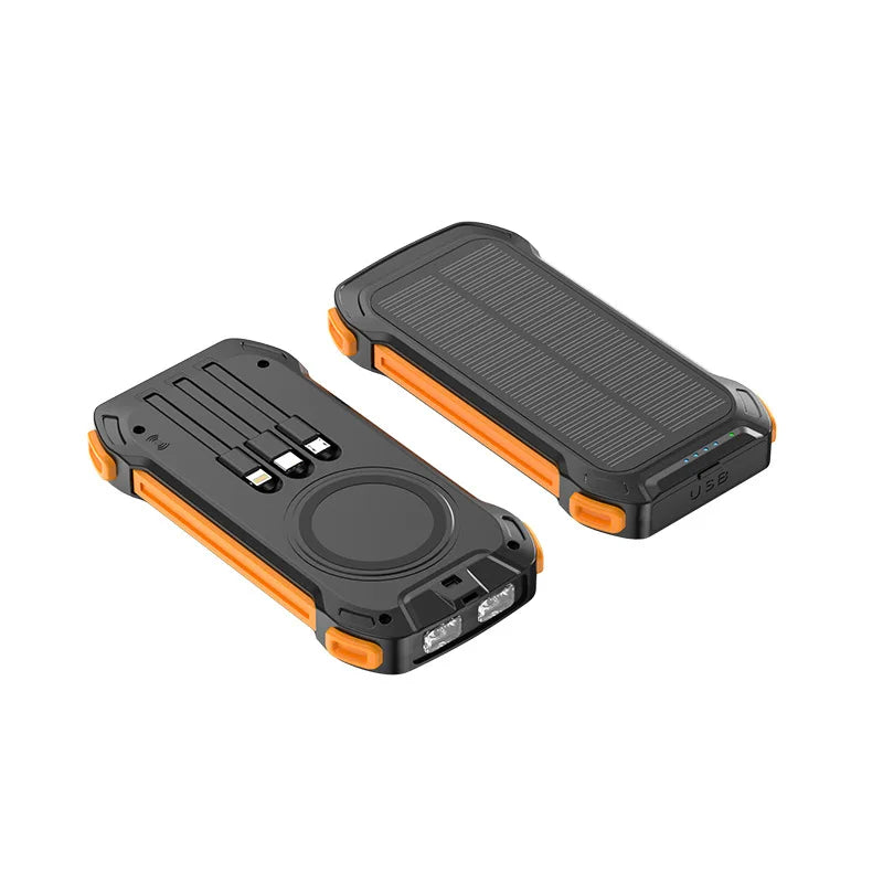 20000mAh Solar Power Bank Wireless Charging Outdoor Dual Flashlight Portable Charger