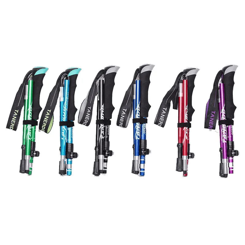 Adjustable Aluminum Alloy Hiking Walking Sticks for Camping Mountaineering 1 trekking pole Ultralight Folding trekking pole