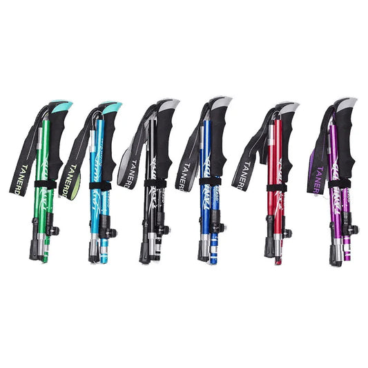 Adjustable Aluminum Alloy Hiking Walking Sticks for Camping Mountaineering 1 trekking pole Ultralight Folding trekking pole