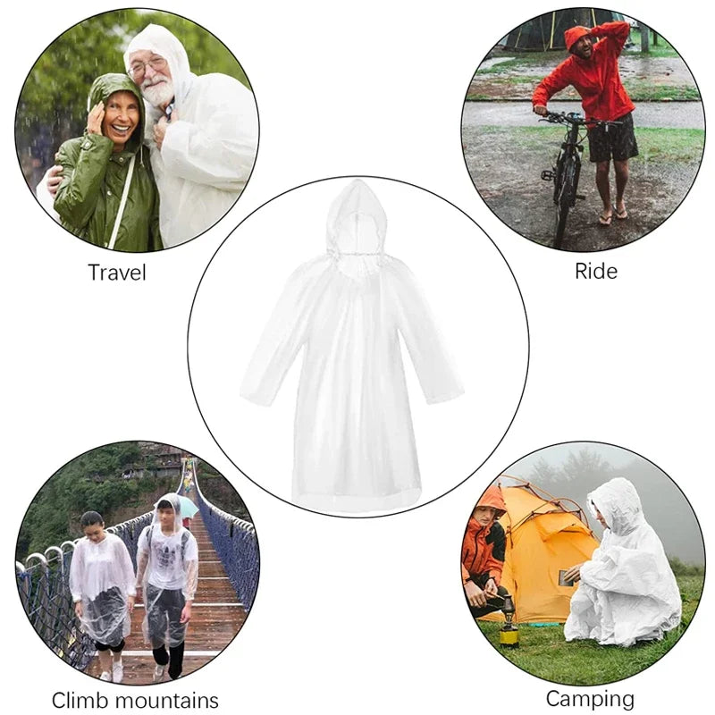 Disposable Waterproof Raincoat Outdoor Hiking Mountain Travel Emergency Transparent Portable Adult Poncho Rain