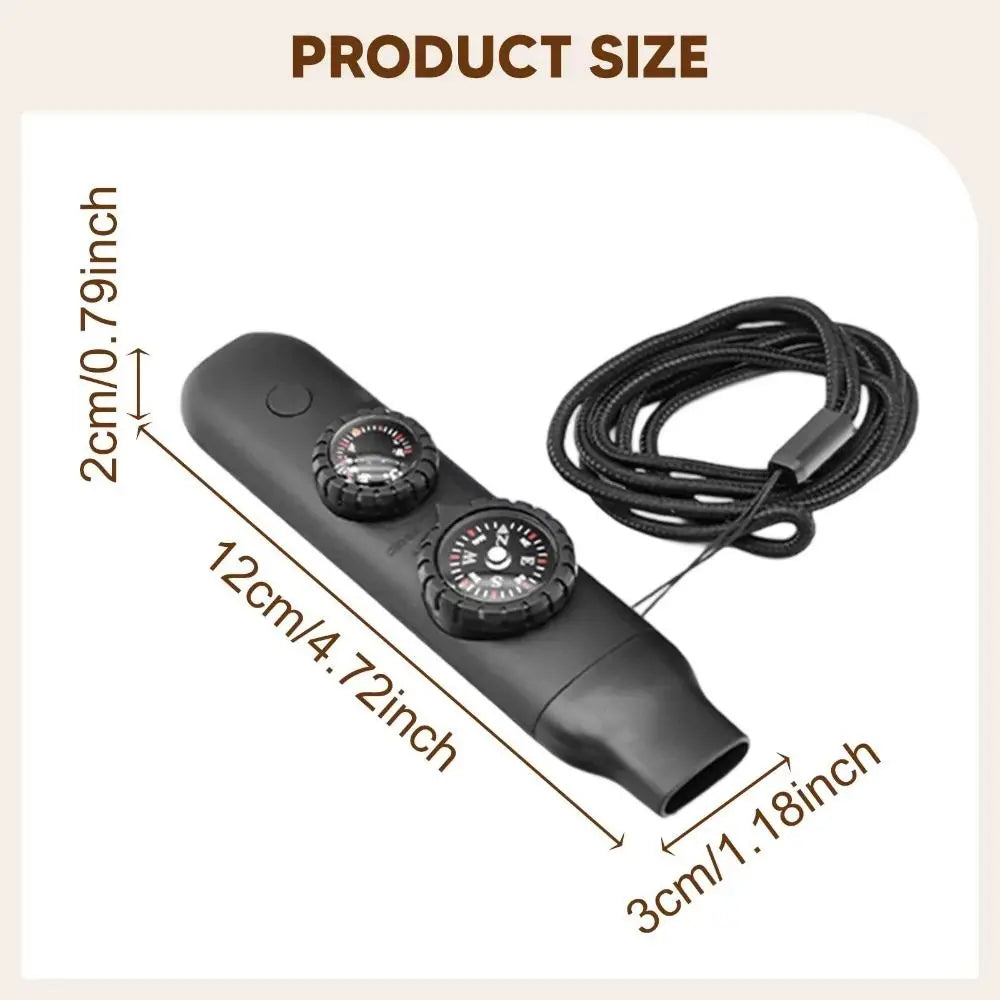 7-in-1 Emergency Survival Whistle Compass Multifunction Outdoor Survival Whistle High Decibel Portable 7-in-1 Emergency Whistle