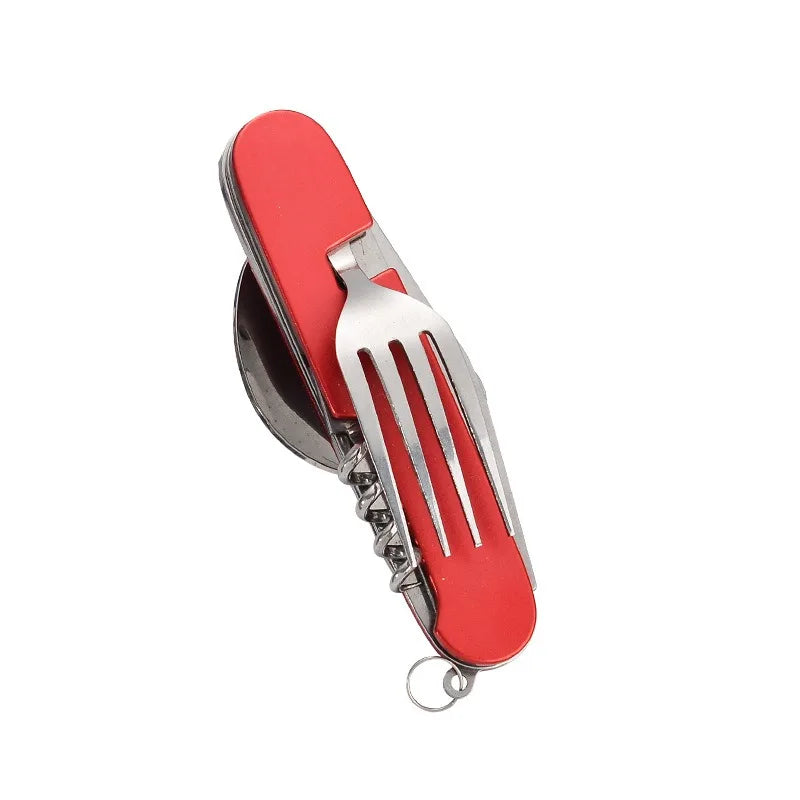 6 in 1 Camping Cutlery Set Tourist Spoon Camping Fork Spoon Stainless Steel Folding Pocket Kits Outdoor cutlery Set DCS001