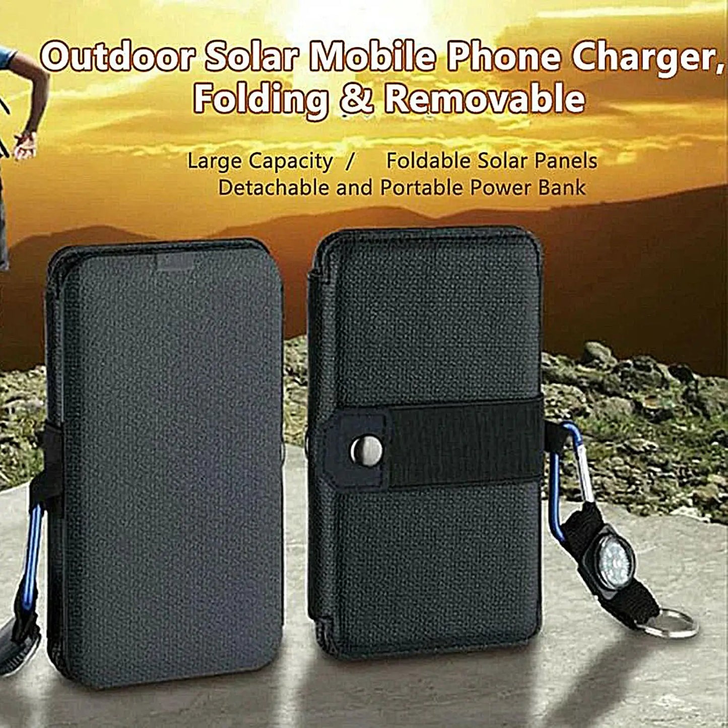 Solar Charger Portable Waterproof Cellphone Charging Device Folding USB Device Charger for Home Outdoor Car RV Hiking Explorer