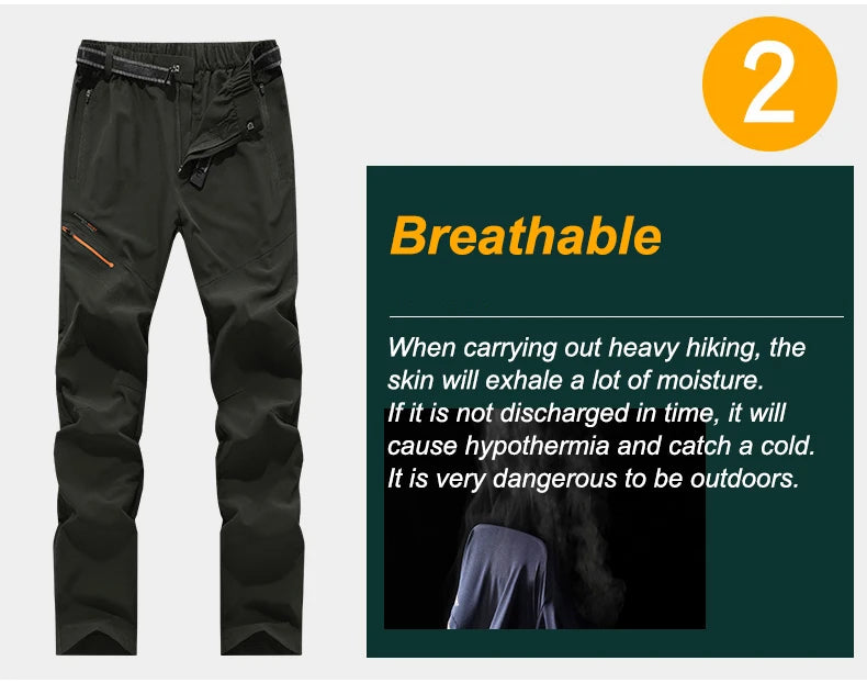 CHRLCK Men Women Waterproof Camping Hiking Pants Summer Quick Dry Trekking Climbing Fishing Sport Outdoor Trousers Women Breathable
