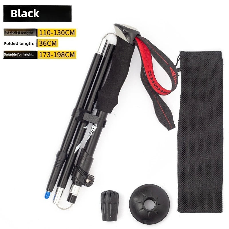 Adjustable Aluminum Alloy Hiking Walking Sticks for Camping Mountaineering 1 trekking pole Ultralight Folding trekking pole