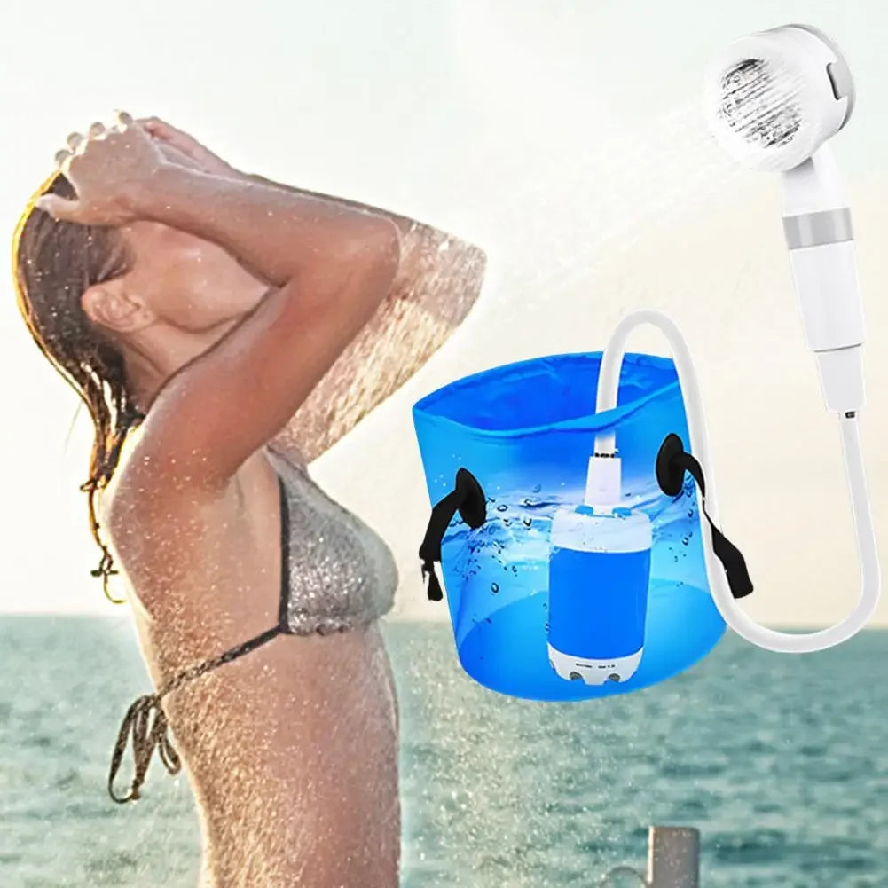 Outdoor Shower Gadget Portable Camping Shower Pump USB Rechargeable  Camp Hiking Car Washing RV Traveling Electric Shower Head S