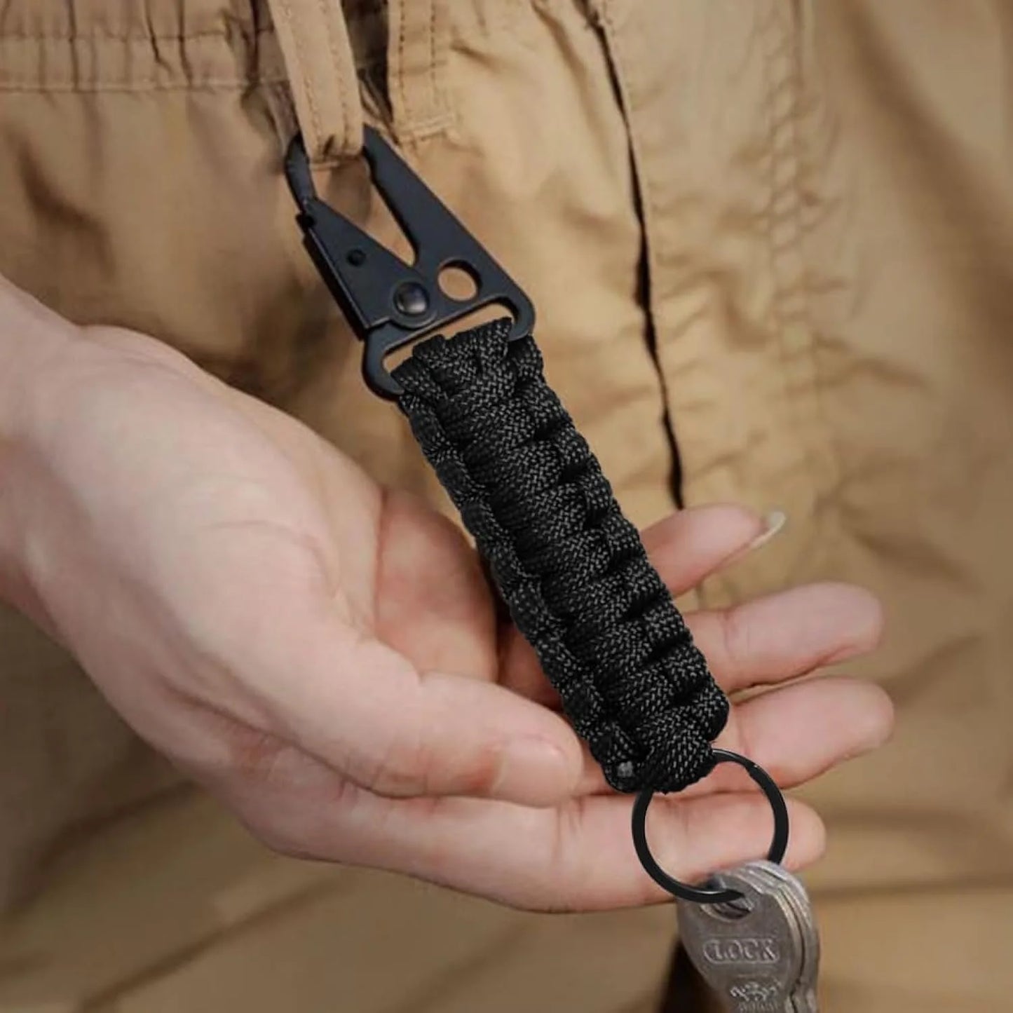 Paracord Keychain Military Braided Core Rope Carabiner Bottle Opener Outdoor Emergency Knot Survival Tools for Camping Hiking