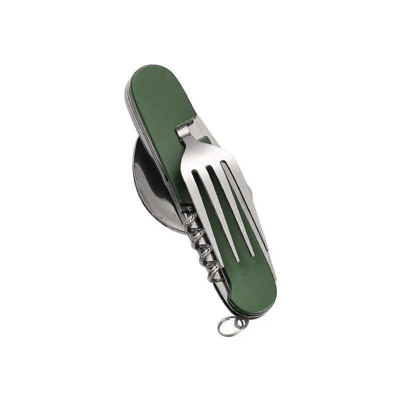 6 in 1 Camping Cutlery Set Tourist Spoon Camping Fork Spoon Stainless Steel Folding Pocket Kits Outdoor cutlery Set DCS001