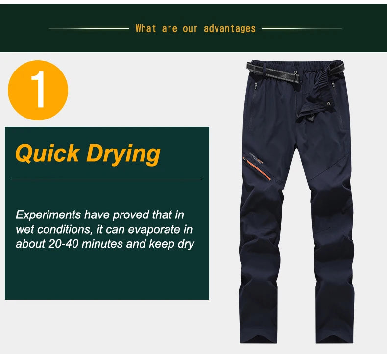 CHRLCK Men Women Waterproof Camping Hiking Pants Summer Quick Dry Trekking Climbing Fishing Sport Outdoor Trousers Women Breathable