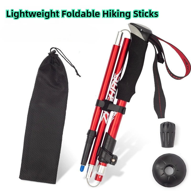 Adjustable Aluminum Alloy Hiking Walking Sticks for Camping Mountaineering 1 trekking pole Ultralight Folding trekking pole