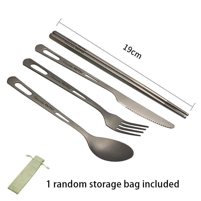 Titanium Tableware Set Camping fork spoon Chopsticks Cutlery Set Outdoor Cutlery Portable Knife and Fork Set DCS002