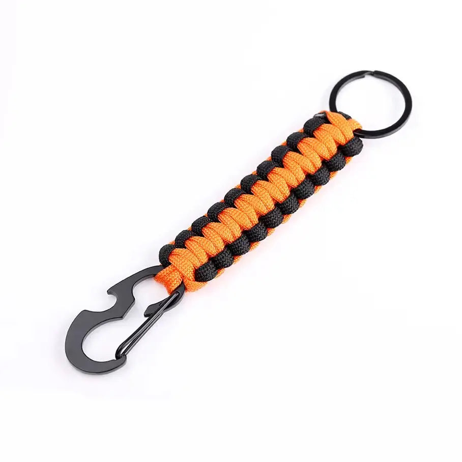 Paracord Keychain Military Braided Core Rope Carabiner Bottle Opener Outdoor Emergency Knot Survival Tools for Camping Hiking